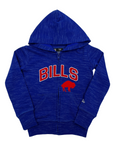 Youth Girls New Era Bills Heather Blue Standing Buffalo Full Zip Hoodie