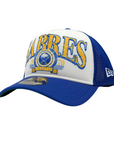 New Era 9FORTY Buffalo Sabres Royal & Gold Distressed A-Frame Trucker Hat