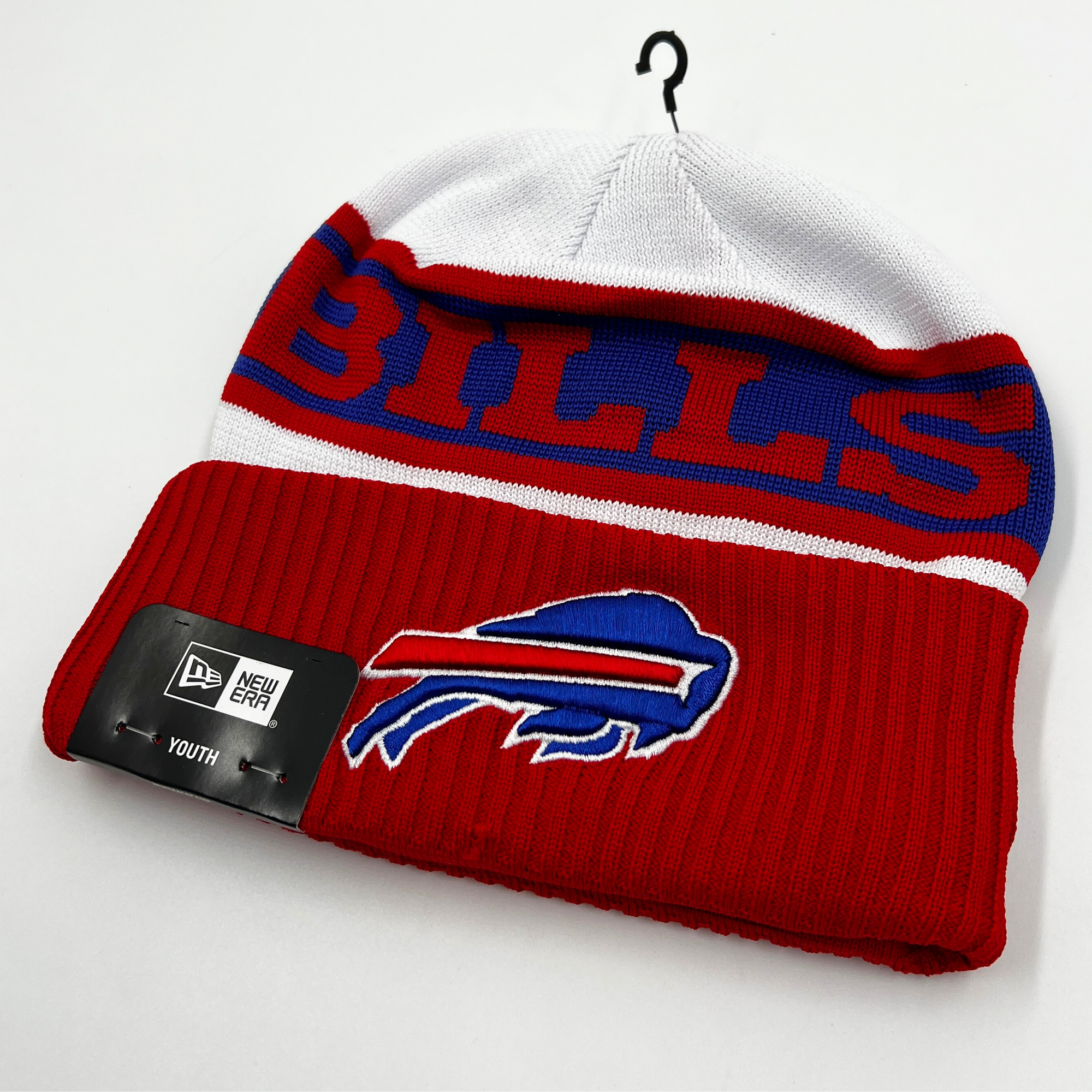 Youth New Era Bills Primary Logo &amp; Colors 2023 Sideline Knit Hat