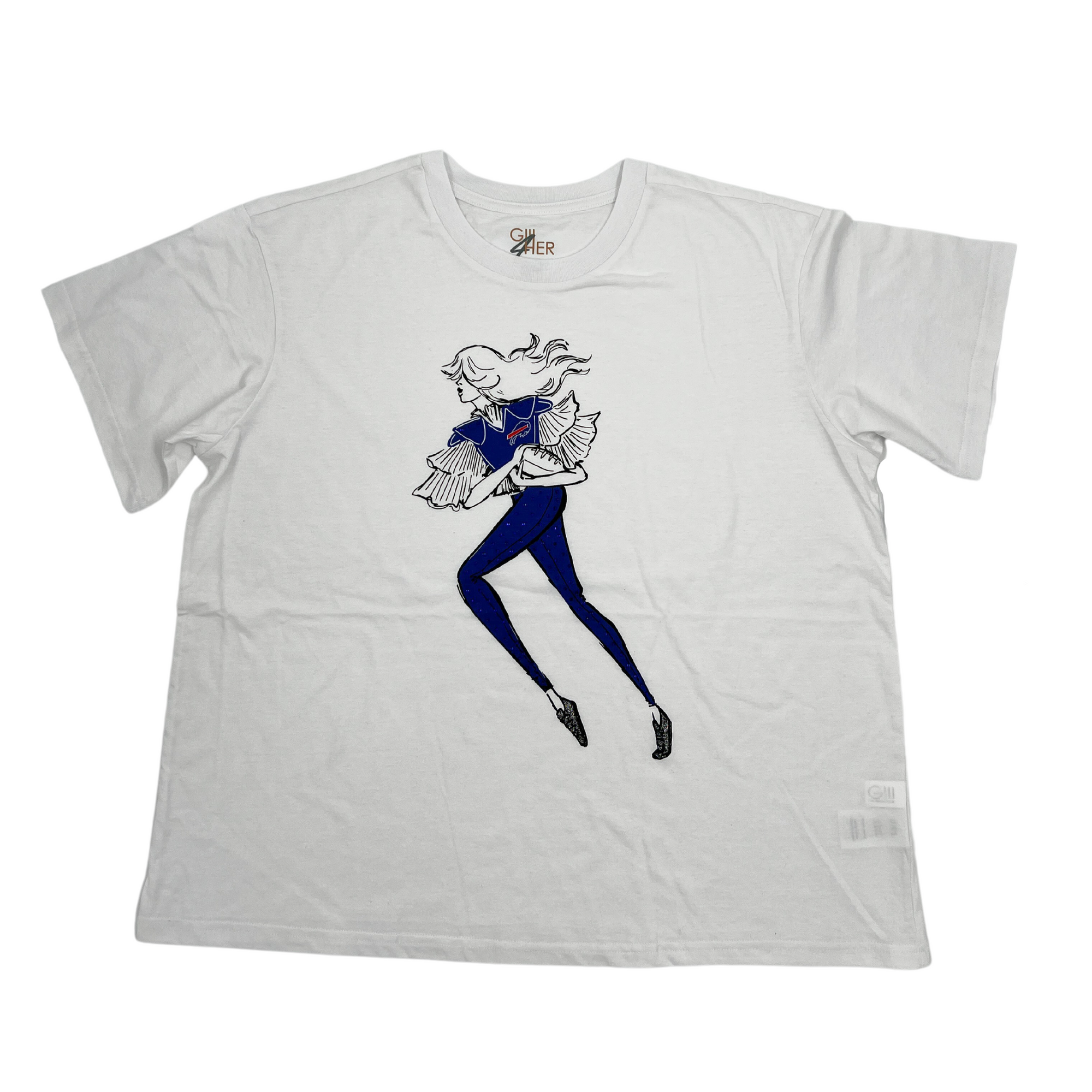 Women&#39;s Buffalo Bills &quot;Play The Ball&quot; Cropped White Short Sleeve Shirt