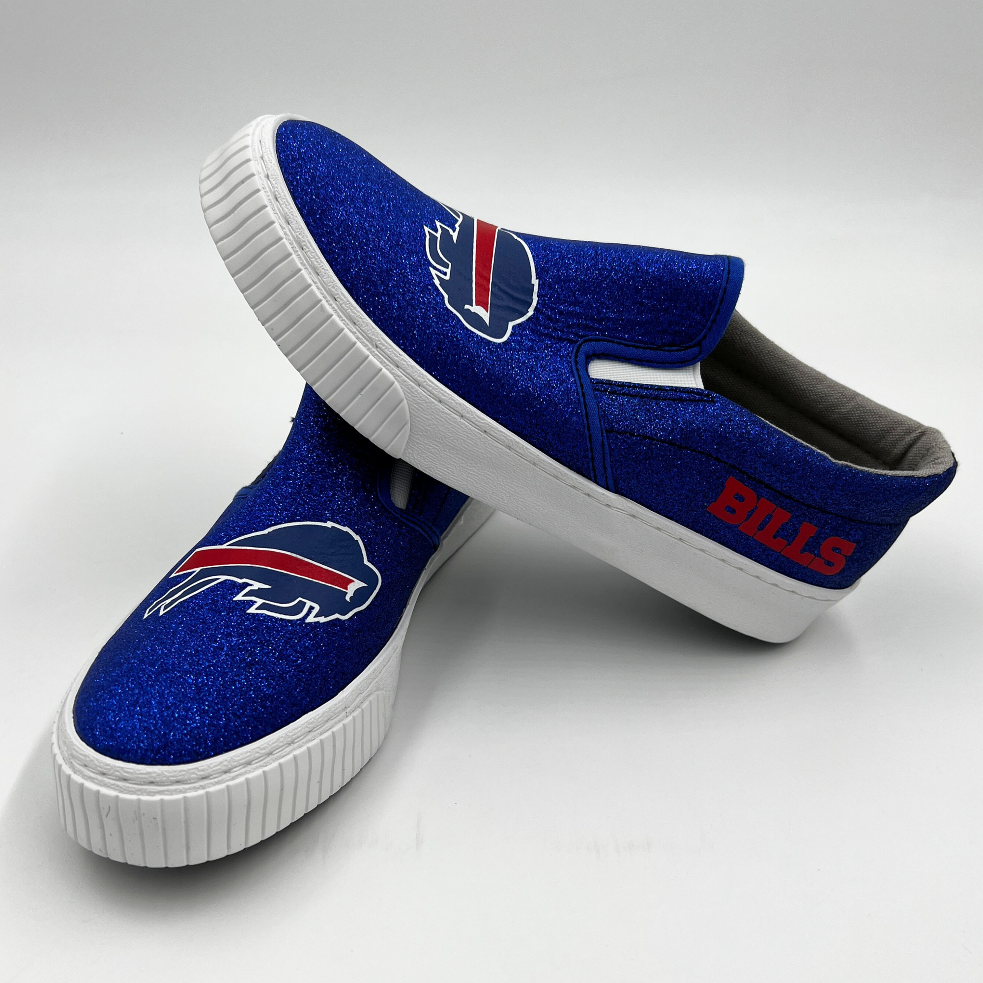 Women&#39;s Buffalo Bills Glitter Slip On Canvas Shoes