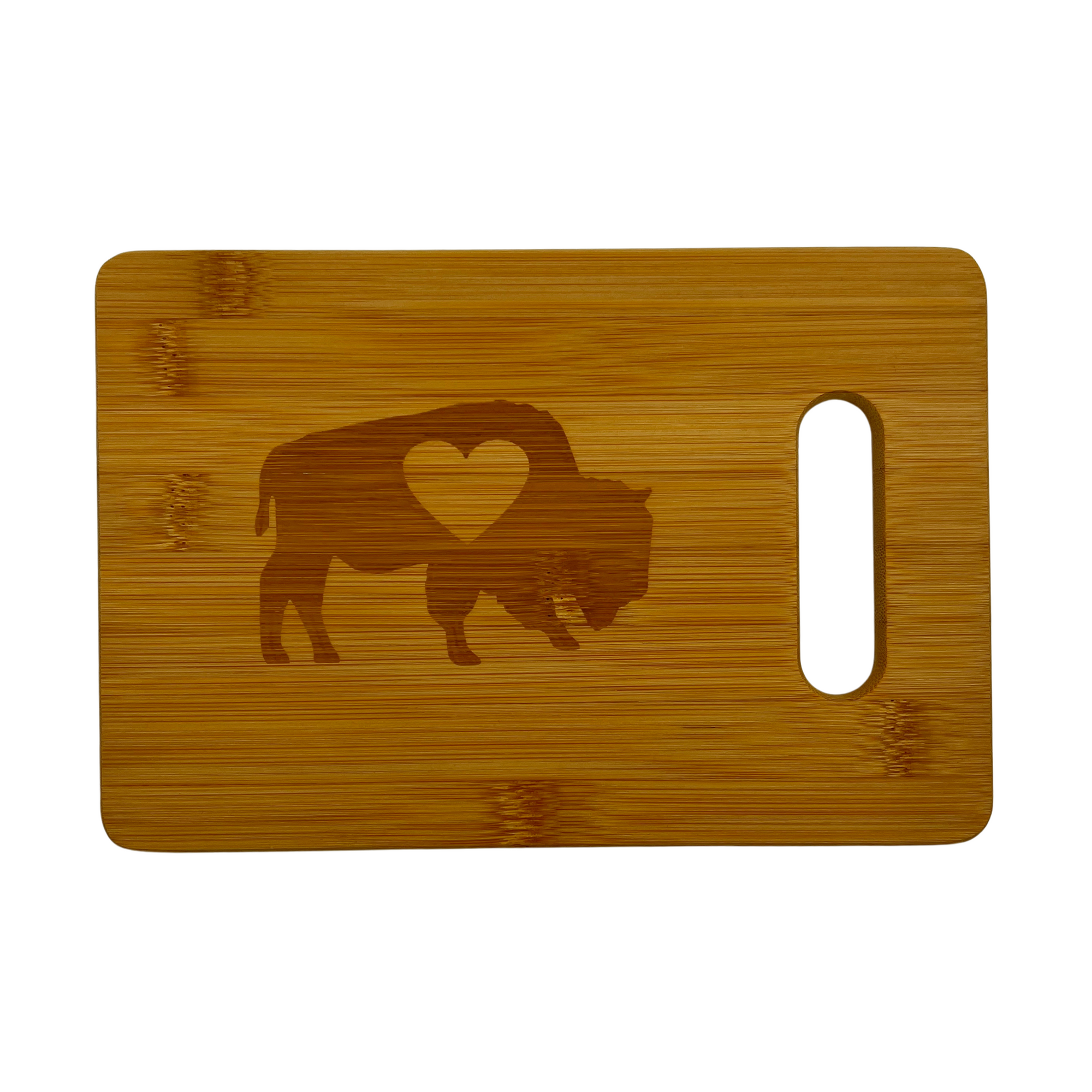 Buffalo With Heart Small Bamboo Cutting Board