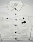 Women's Buffalo Bills Oversized Cropped White Denim Jacket