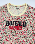 Women's New Era Sabres Black & Red Floral Cropped T-Shirt