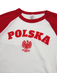 Women's Polska White & Red 3/4 Sleeves Baby Tee