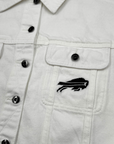 Women's Buffalo Bills Oversized Cropped White Denim Jacket