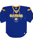 Women's Buffalo Sabres Royal Lace Up Starter Three Quarter Sleeve Shirt