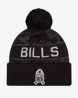 New Era Buffalo Bills Salute to Service Black & Gray Cuffed Pom Knit Hat