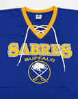 Women's Buffalo Sabres Royal Lace Up Starter Three Quarter Sleeve Shirt