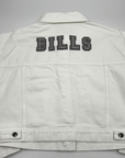 Women's Buffalo Bills Oversized Cropped White Denim Jacket