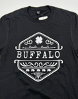 Vintage Buffalo Design With Clover Black Short Sleeve Shirt