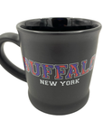 Buffalo, NY With Red & Blue Bison Black Mug
