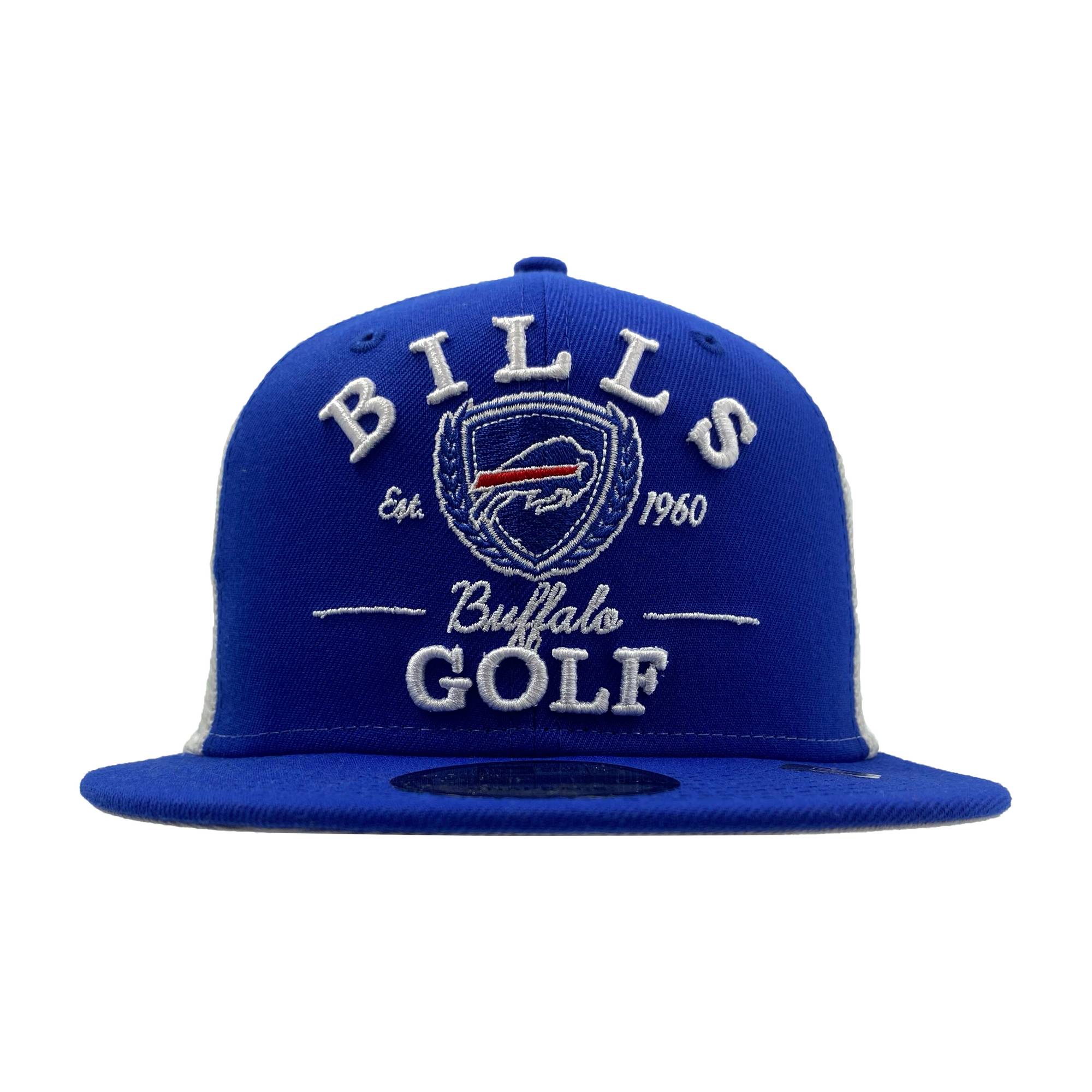 New Era Buffalo Bills Golf Royal &amp; White Trucker Hat