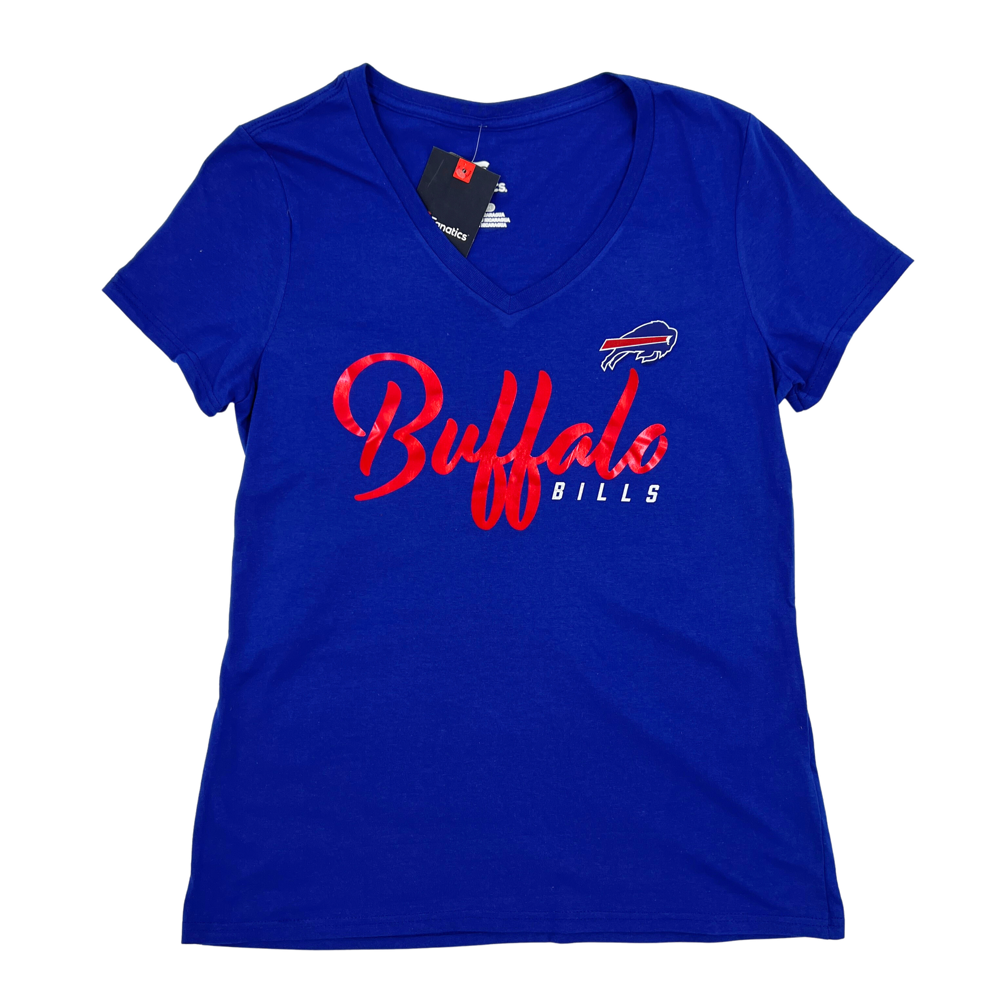 Women&#39;s Buffalo Bills With Primary Logo Royal Blue V-Neck Shirt