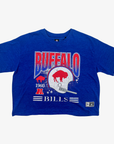 Women's New Era Buffalo Bills royal cropped T-shirt with vintage 1960 helmet graphic