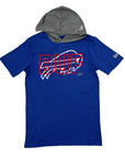 New Era Bills Primary Logo Heather Blue Lightweight Short Sleeve Hoodie
