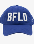 Blue cap with 'BFLO' in white on a light gray background