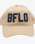 Beige cap with 'BFLD' in navy on a white background