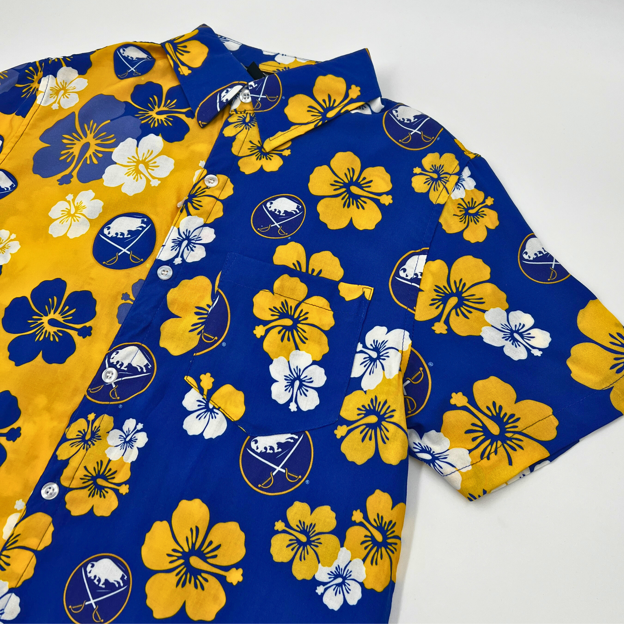 Buffalo Sabres Royal &amp; Gold Split Floral Button Up Shirt