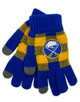 Buffalo Sabres Royal & Gold Plaid Knit Gloves