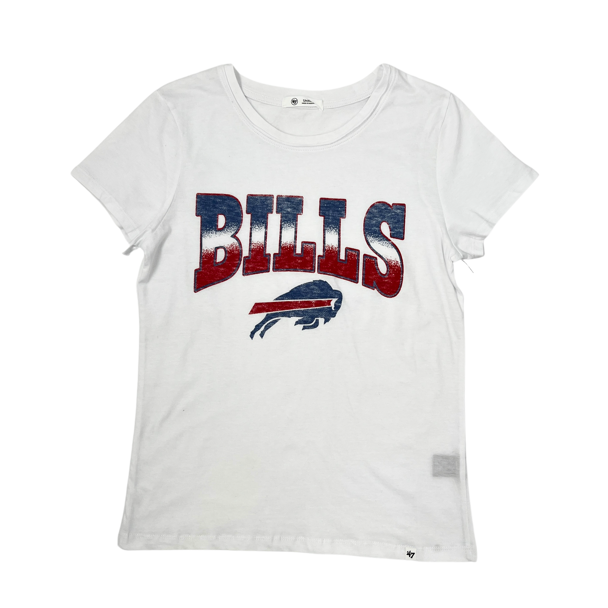 Women&#39;s &#39;47 Brand Bills Whitewash With Charging Buffalo Logo Short Sleeve Shirt