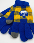 Buffalo Sabres Royal & Gold Plaid Knit Gloves