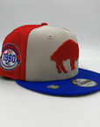 Buffalo Bills Stone, Red, & Royal With Retro Logo 2023 Sideline Snapback