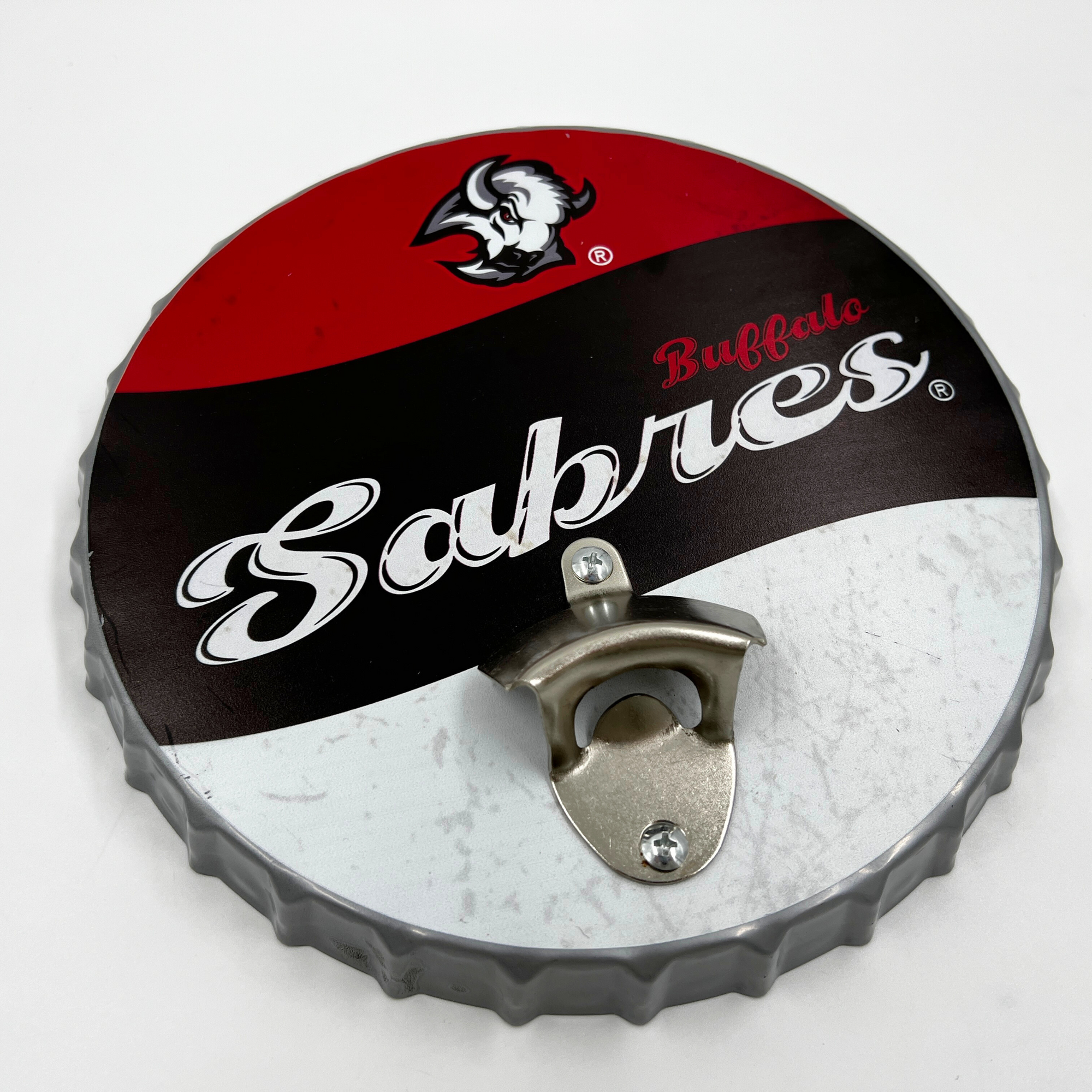 Buffalo Sabres Black &amp; Red Metal Bottle Cap Opener Sign