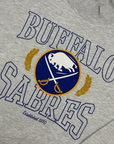 Sabres Heather Grey Royal & Gold Logo Mockneck Sweater
