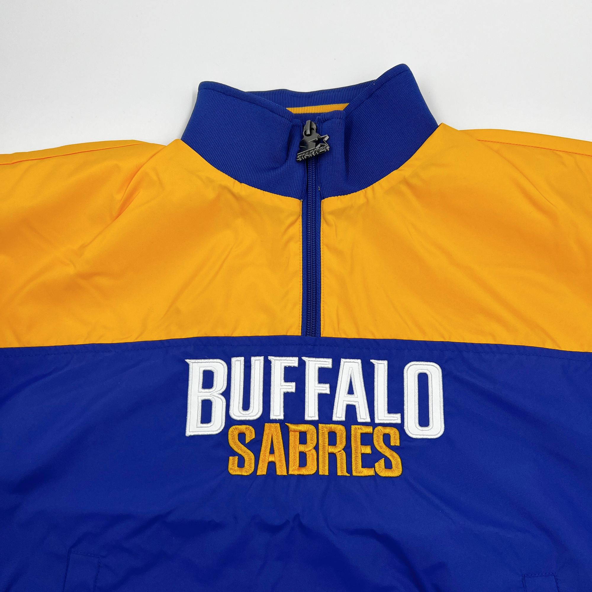 Women&#39;s Buffalo Sabres Royal &amp; Gold Quarter Zip Starter Jacket