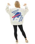 Zubaz Buffalo Bills White & Gray Colorblocking 90s Drop Shoulder Crewneck Sweatshirt