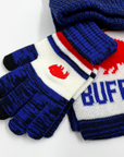 Buffalo 716 Red, White, and Blue Hat, Gloves, and Scarf Set