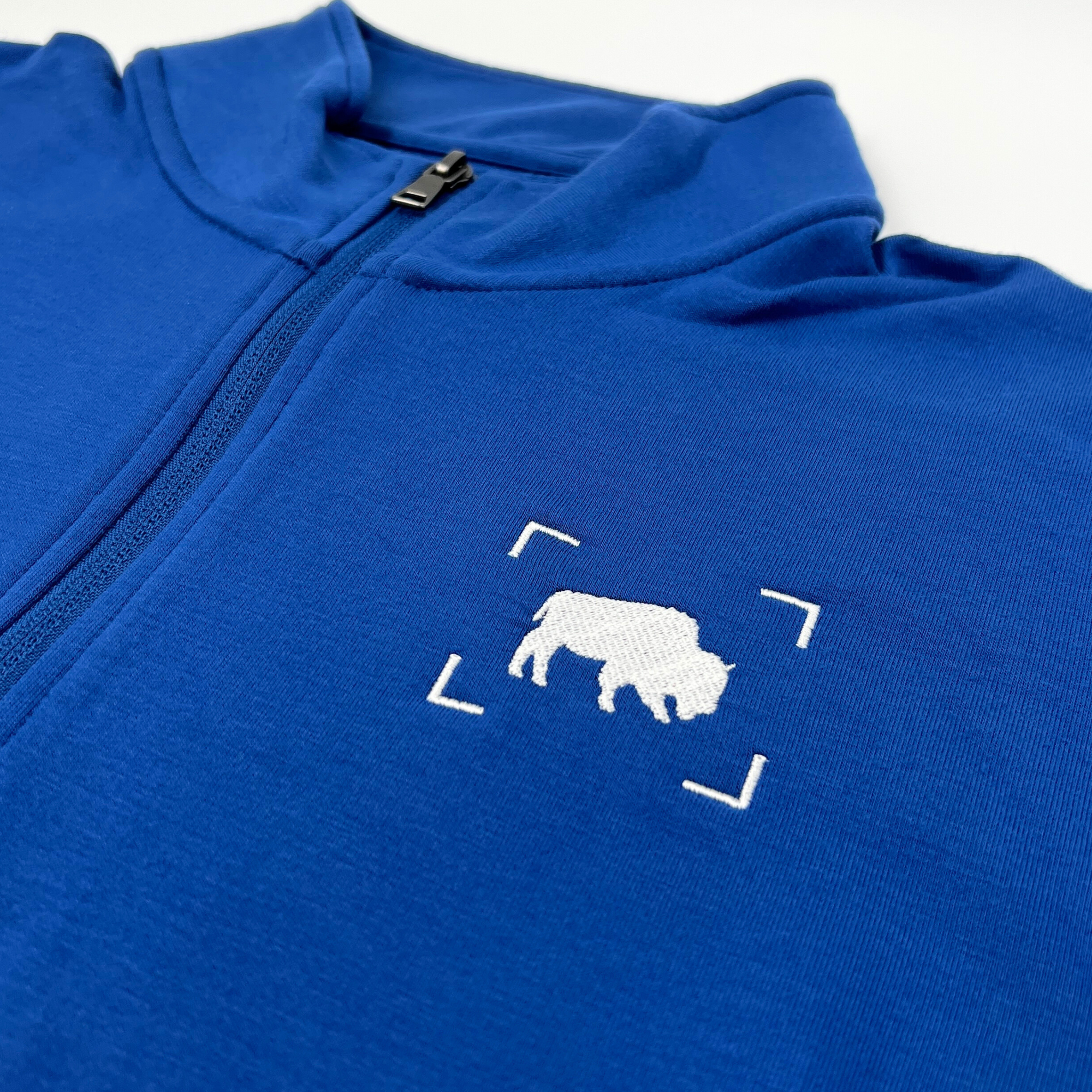 BFLO Slate Blue With Embroidered Shutter Buffalo Quarter Zip