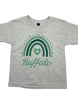 Youth Buffalo With Green Rainbow Ash Gray T-Shirt