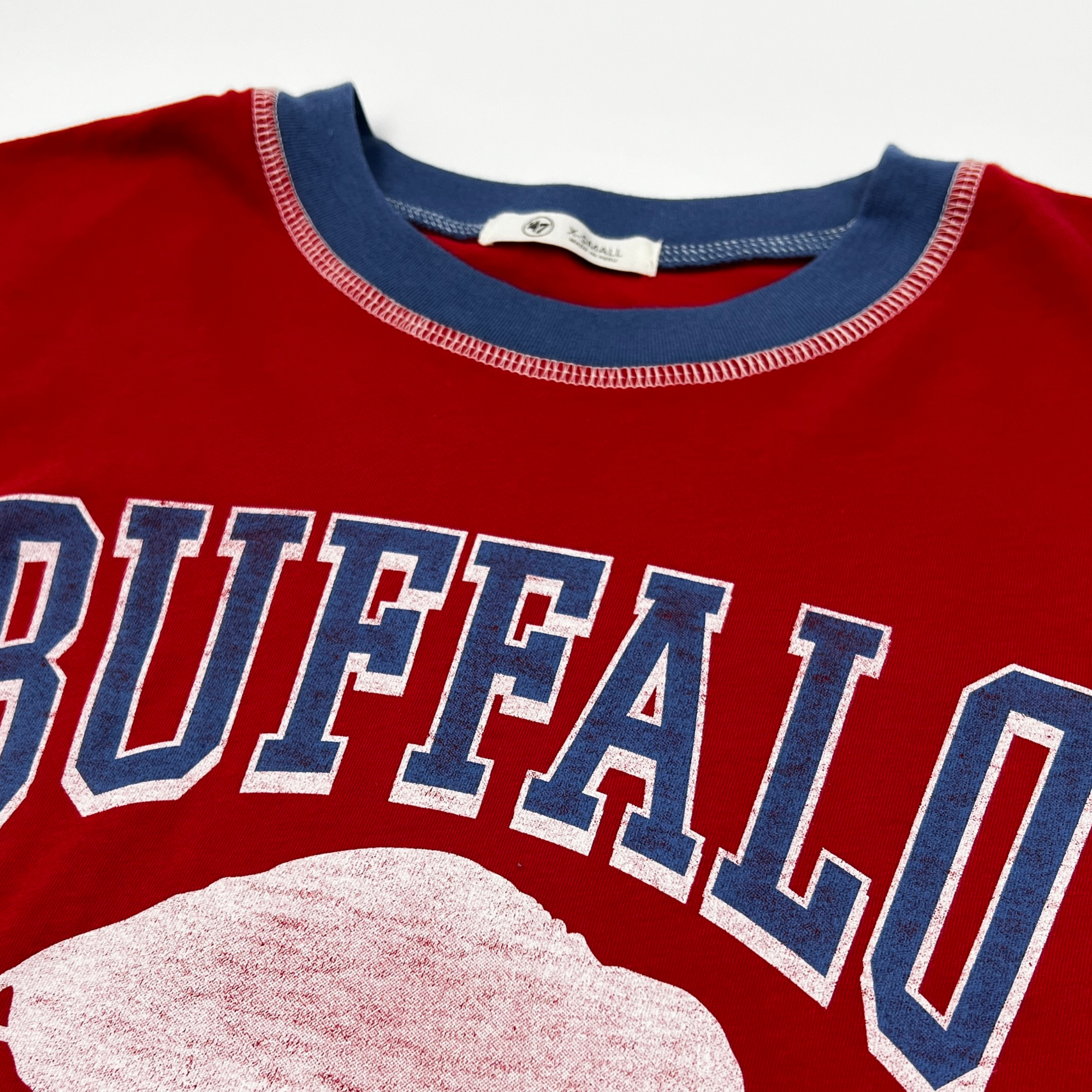 Women&#39;s &#39;47 Brand Bills Red With Retro Buffalo Cropped Tee Shirt