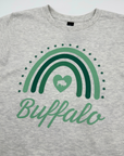 Youth Buffalo With Green Rainbow Ash Gray T-Shirt