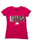 Youth Girls New Era Bills Pink Reversible Sequins Standing Buffalo Short Sleeve Shirt
