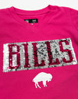 Youth Girls New Era Bills Pink Reversible Sequins Short Sleeve Shirt