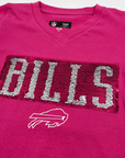 Youth Girls New Era Bills Pink Reversible Sequins Short Sleeve Shirt
