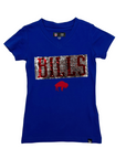 Youth Girls New Era Bills Royal Reversible Sequins Standing Buffalo Short Sleeve Shirt