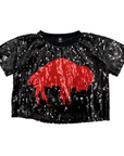 Women's Buffalo Bills Big Logo Black Sequin Crop Top