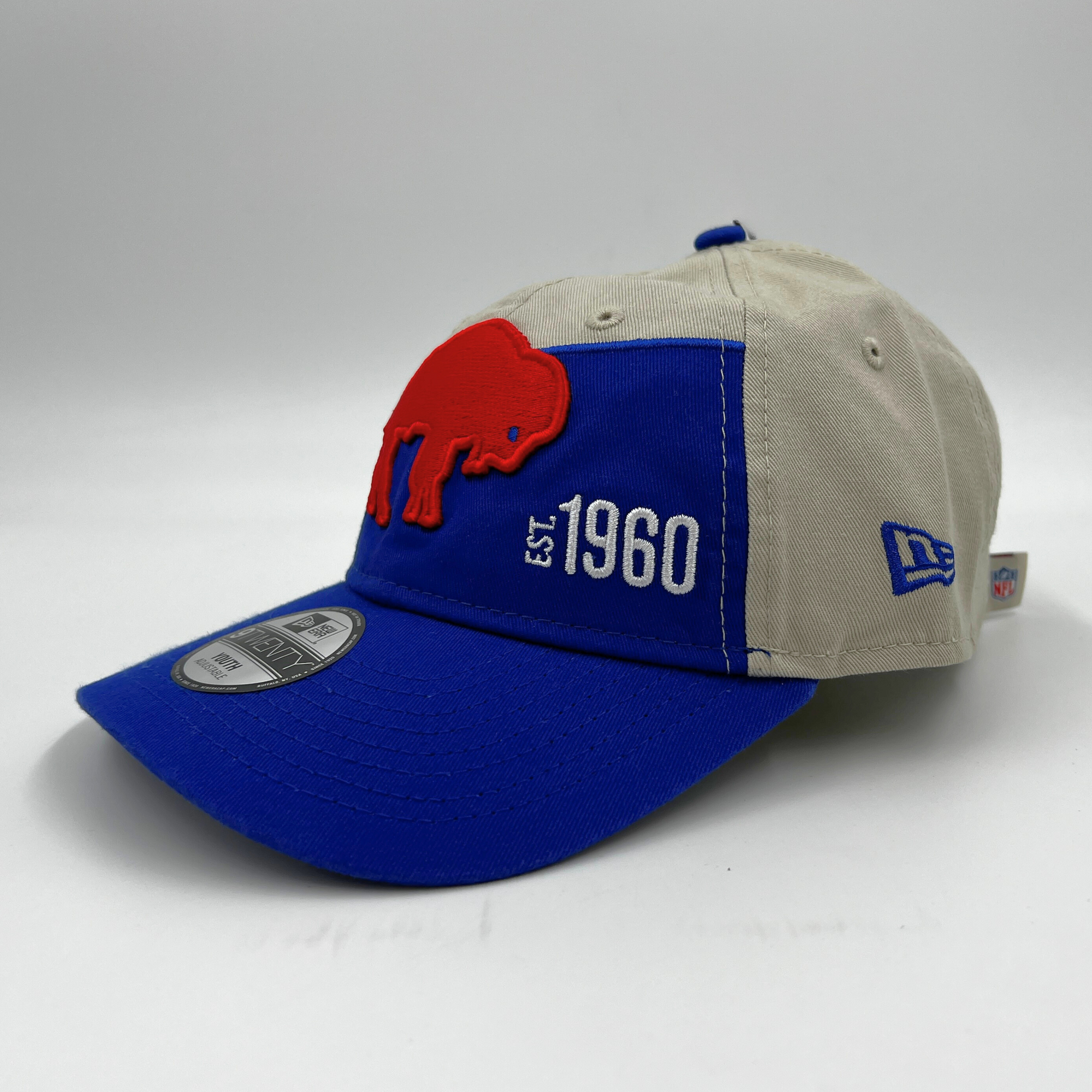 Youth Buffalo Bills Stone &amp; Royal With Retro Logo Adjustable Hat