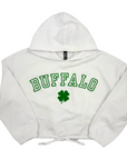 Women's Buffalo With Clover White Cropped Hoodie