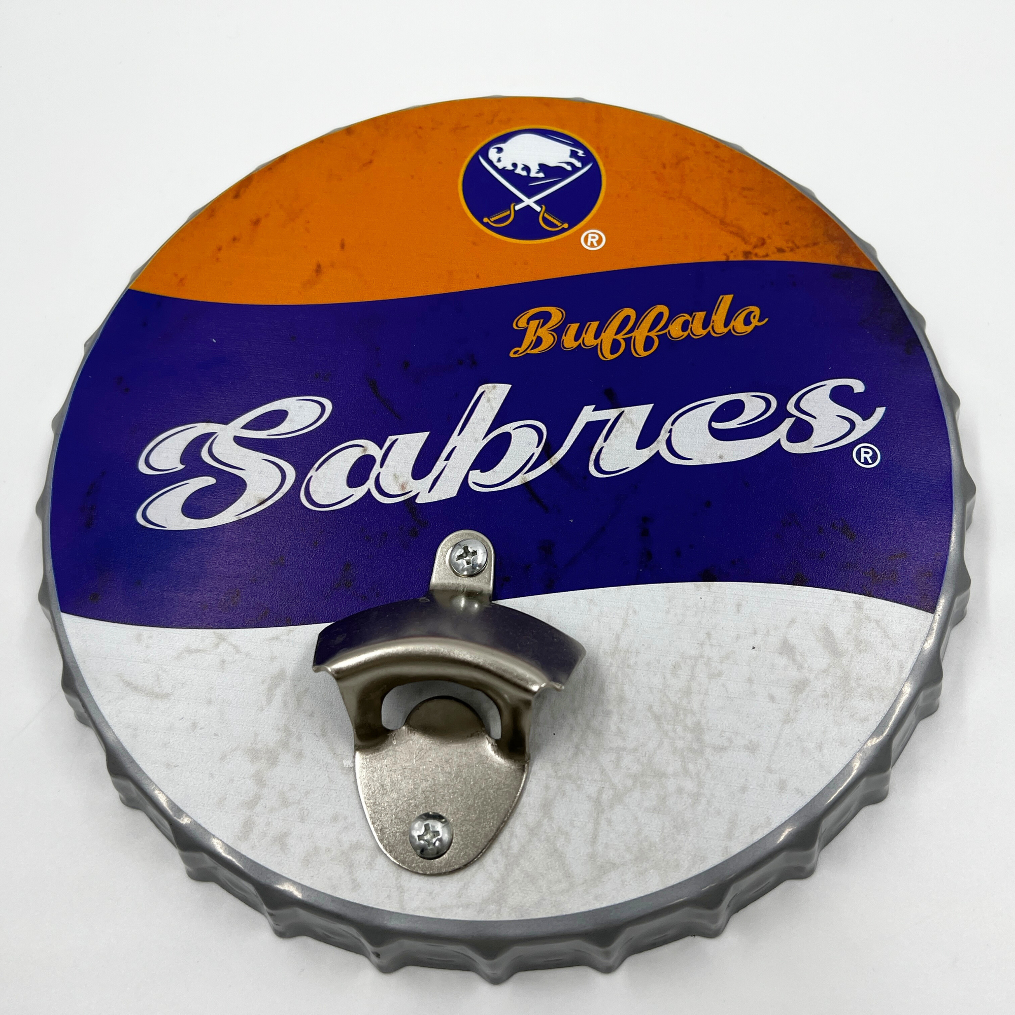 Buffalo Sabres Blue &amp; Gold Metal Bottle Opener Sign