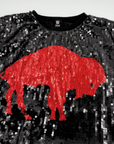 Women's Buffalo Bills Big Logo Black Sequin Crop Top