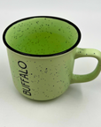Pastel Green Speckled With Buffalo Wordmark Camper Mug