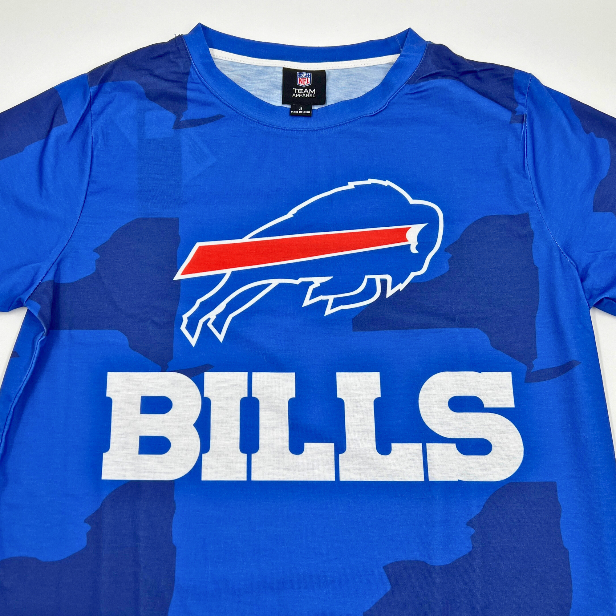 Buffalo Bills Big Logo and NYS Royal Rash Guard Short Sleeve Shirt
