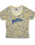 Women's New Era Sabres Royal & Gold Floral T-Shirt