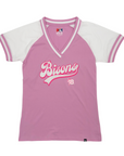 Women's New Era Buffalo Bisons Glitter Pink & White V-Neck