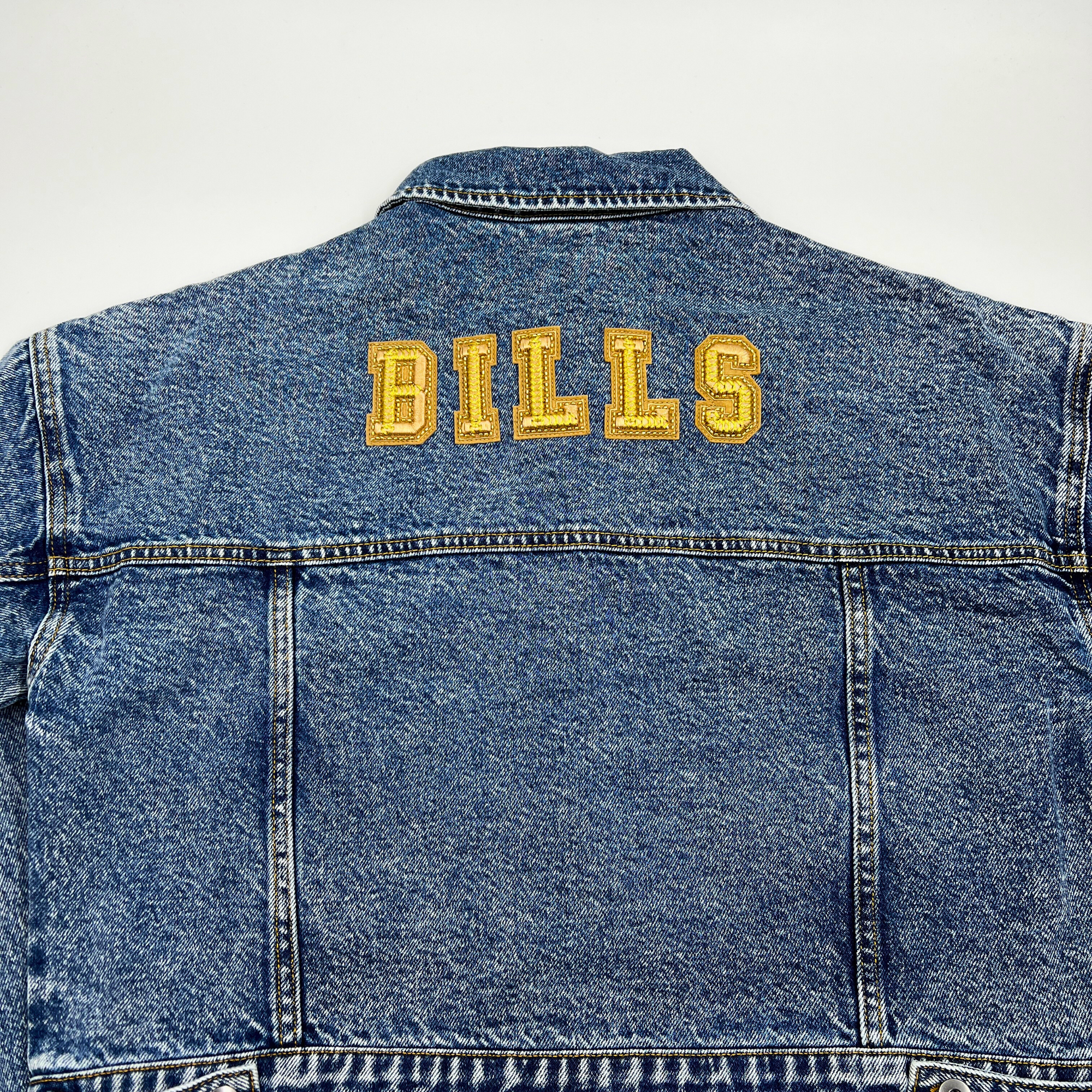 Women&#39;s Buffalo Bills Oversized Cropped Denim Jacket